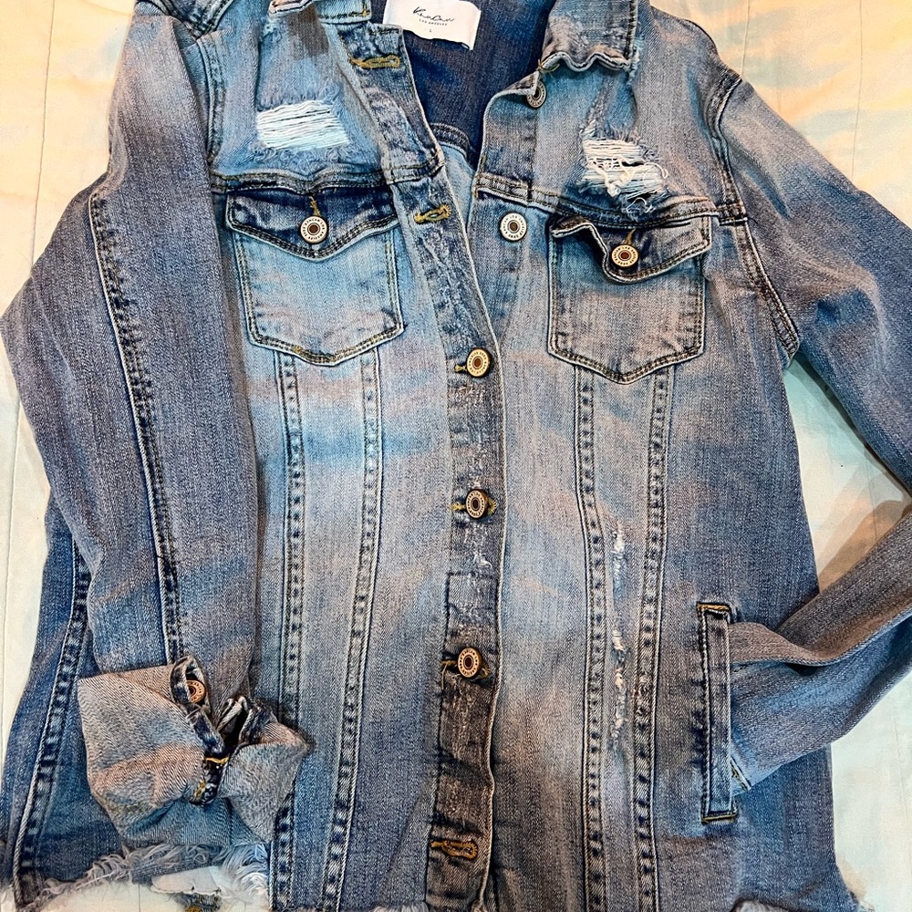 Distressed Denim Jacket (L)
